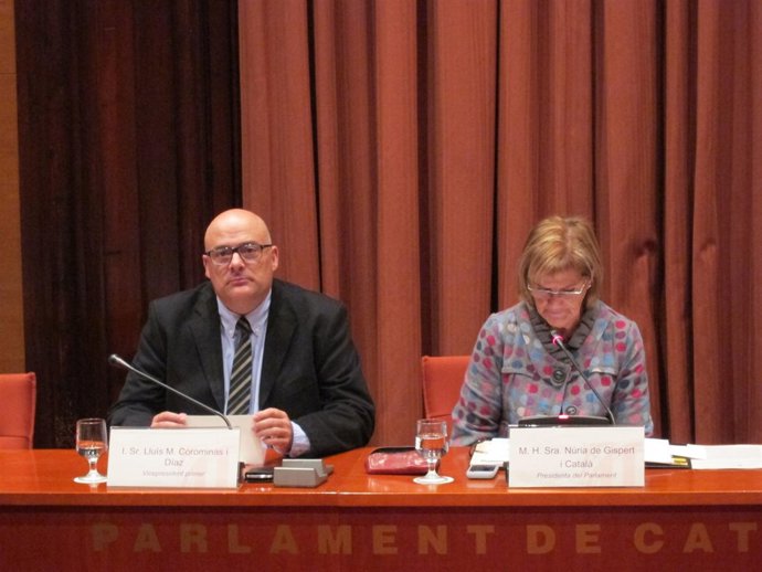 L.M.Corominas y N.De Gispert en la diputación permanente del Parlament