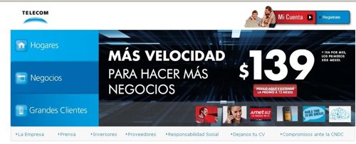 Website de Telecom Argentina
