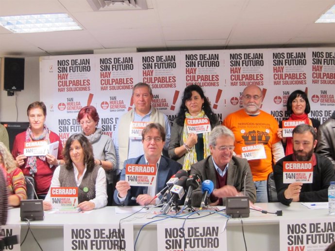 Rueda de prensa para informar sobre las acciones de la huelga general en Madrid