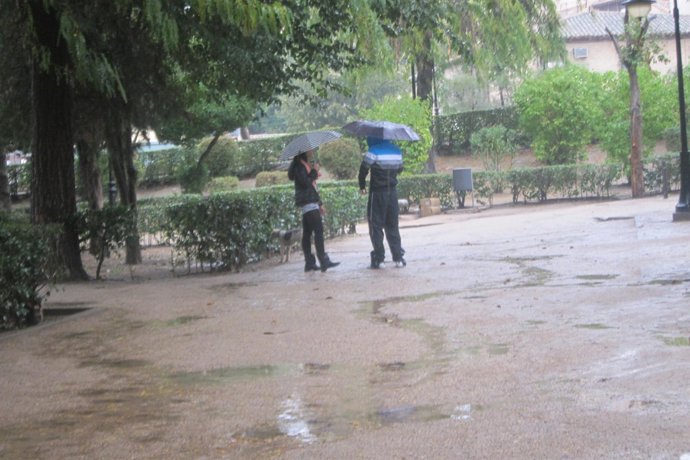 Lluvia, paraguas, temporal, frío, viento