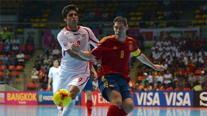 Kike en el España - Irán del Mundial de fútbol sala de Tailandia