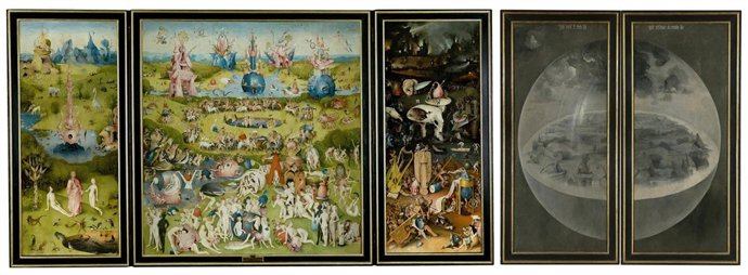 Tríptico y reverso de El Jardín de las Delicias de El Bosco