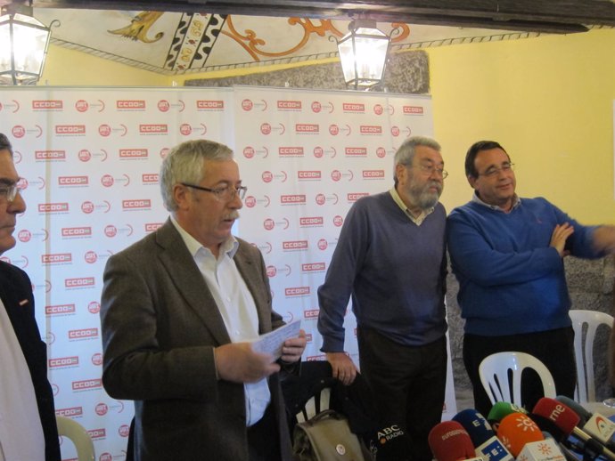 Ignacio Fernández Toxo (CCOO) y Cándido Méndez (UGT)
