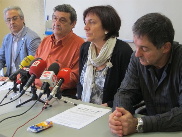 J.Castán (Usoc), L.Blanco (Iac), Montse Ros (CC.OO.), X.Massó (Aspec-SPS)