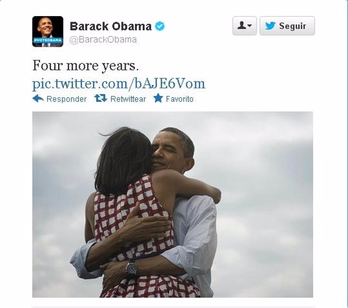 Tuit reelección Barack Obama