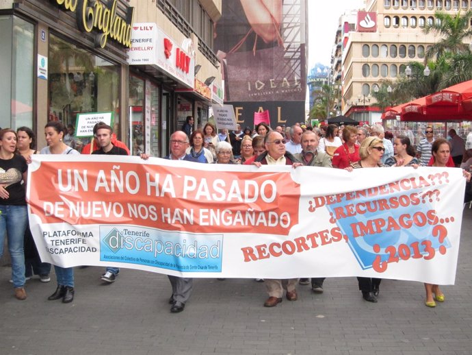 Manifestación de discapacitados en Tenerife