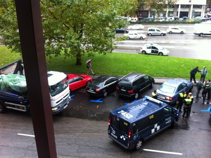 Foto del camión que intentó robar el preso fugado de Plaza de Castilla