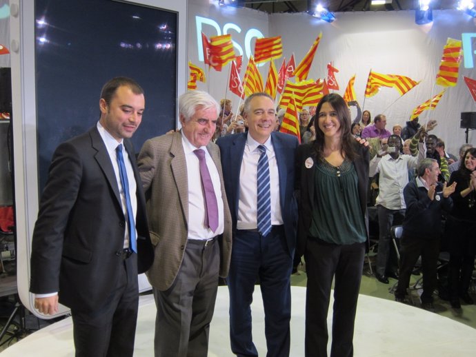 Jordi Ballart (PSC), periodista Enric Sopena, Pere Navarro, Núria Parlon (PSC)