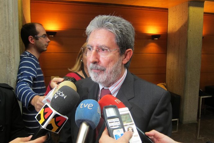 Adolfo Barrena (IU) atiende a los medios de comunicación