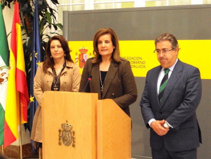 La ministra de Empleo, Fátima Báñez, hoy en Sevilla