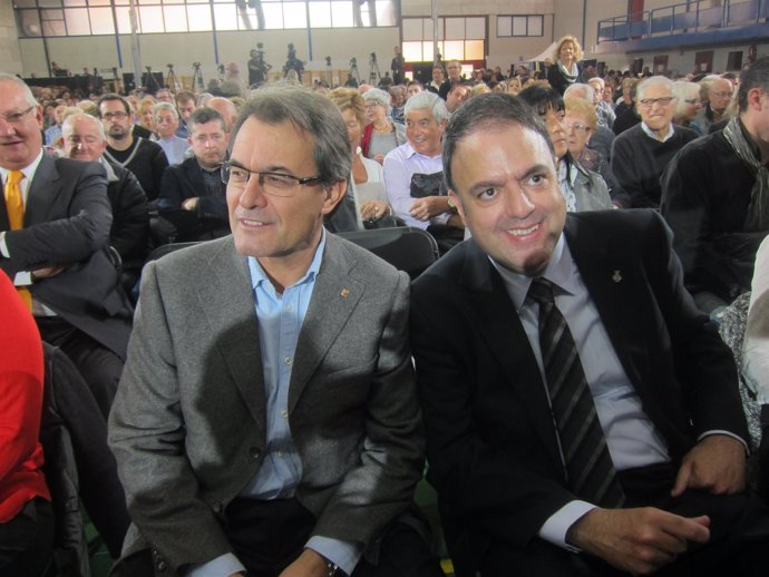 El pte.Artur Mas y el alcalde de Manresa, Valentí Junyent (CiU)