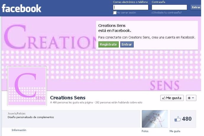 Página de Facebook de Creation Sens