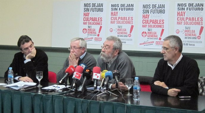 Ángel Hernández, Ignacio Fernández Toxo, Cándido Méndez y Agustín Prieto