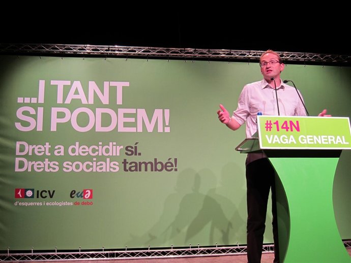 Joan Herrera (ICV-EUiA) en un mítin en St.Joan de Vilatorrada