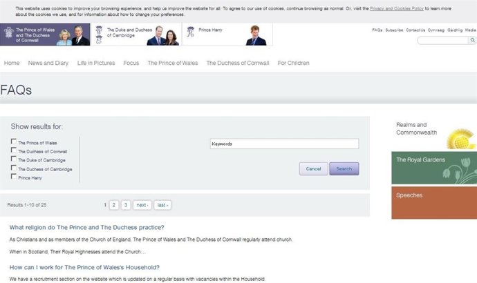 Página web de los duques de Gales 