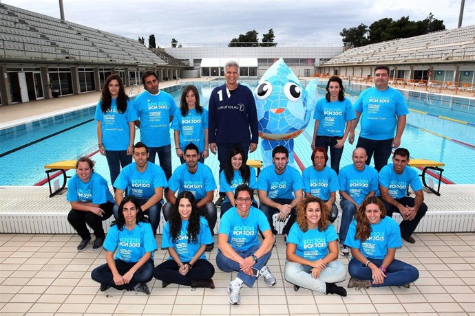 Mark Spitz en su visita a la piscina Bernat Picornell