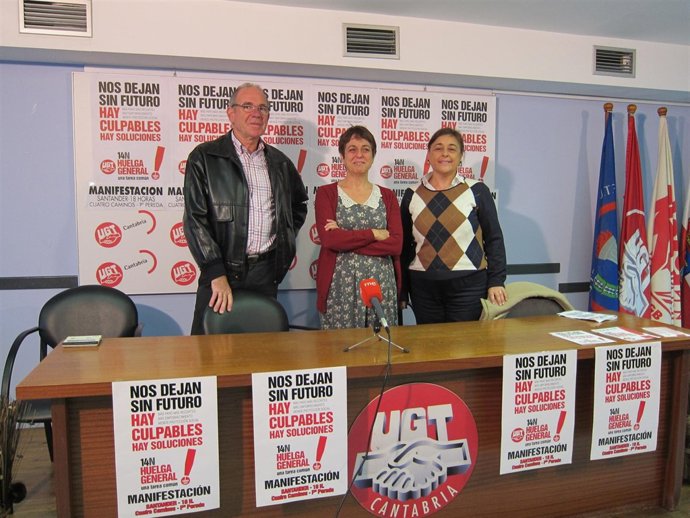 Los líderes de CC.OO, UGT y USO en Cantabria