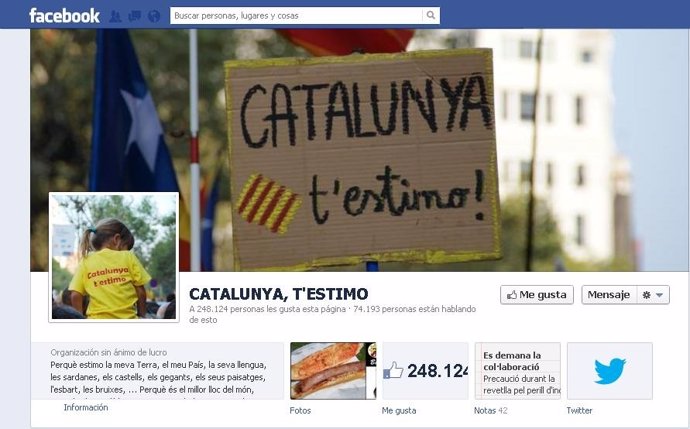 Página Facebool T'estimo Catalunya