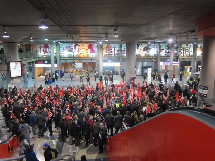Jornada de huelga en la estación de Atocha