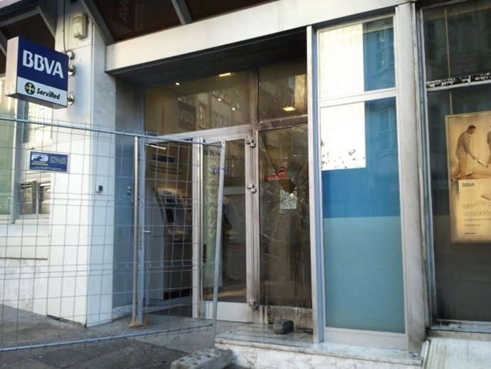 Cajero dañado en Ferrol durante la huelga