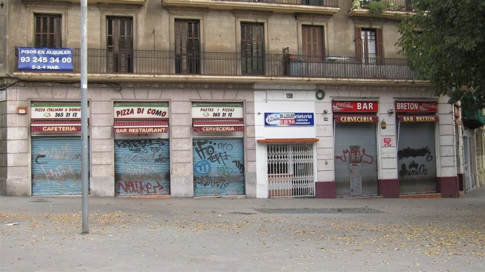 Comercios cerrados por huelga general en Barcelona 14N del 2012