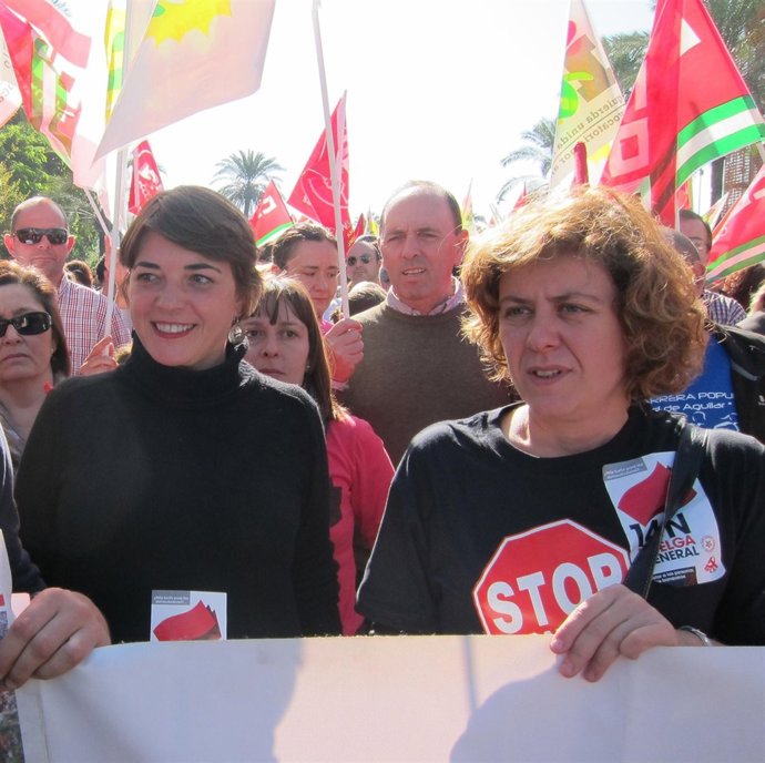 Doblas (dcha.) junto a Cortés en la manifestación