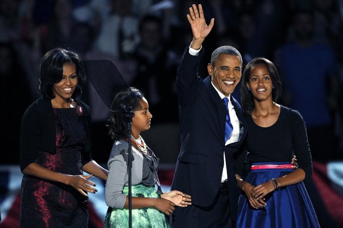 Presidente de EEUU, Barack Obama, con su familia