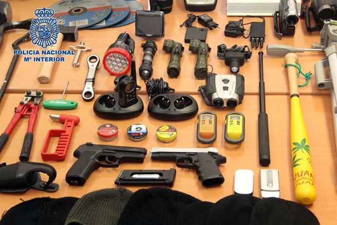 Objetos intervenidos por la Policía Nacional