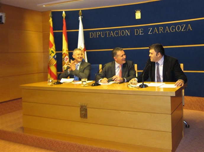 Ezquerra, Ariza y Sanz en la presentación de Expo Pastriz en Zaragoza