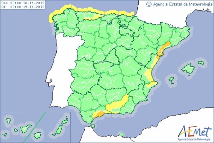 Mapa De Aemet Con La Previsión Del Domingo