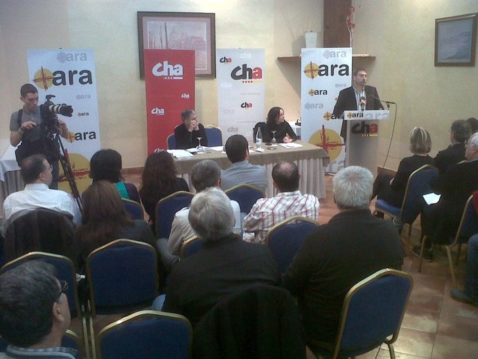 El presidente de CHA, José Luis Soro, en el inicio del proceso político '+ ARA'