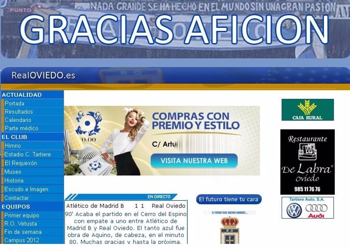 Página web del Real Oviedo