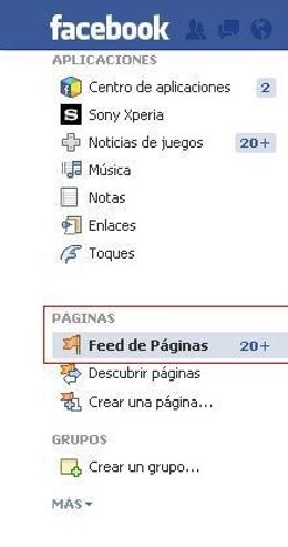 Nueva opción Feed de Páginas en Facebook