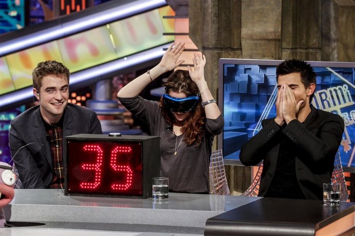 Robert Pattinson, Kristen Stewart y Taylor Lautner en 'El Hormiguero'