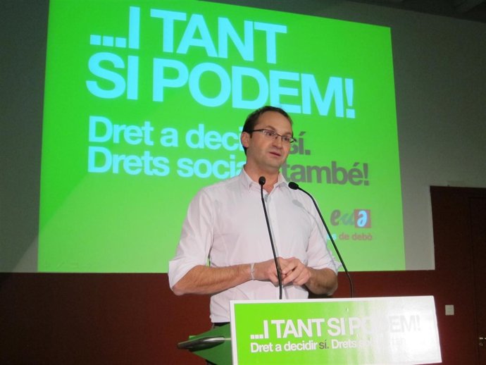 Joan Herrera (ICV-EUiA) en un mitin en Girona