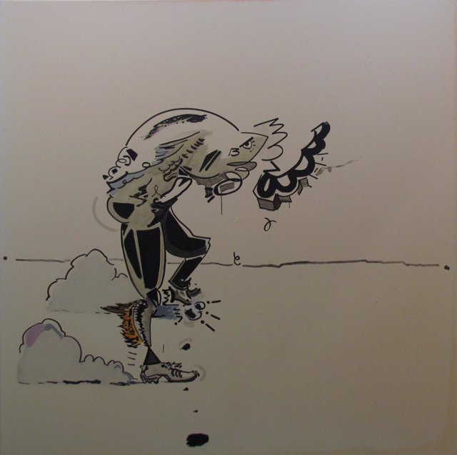 Una de las obras de 'Mighty buckaroo' en la galería Javier Silva.