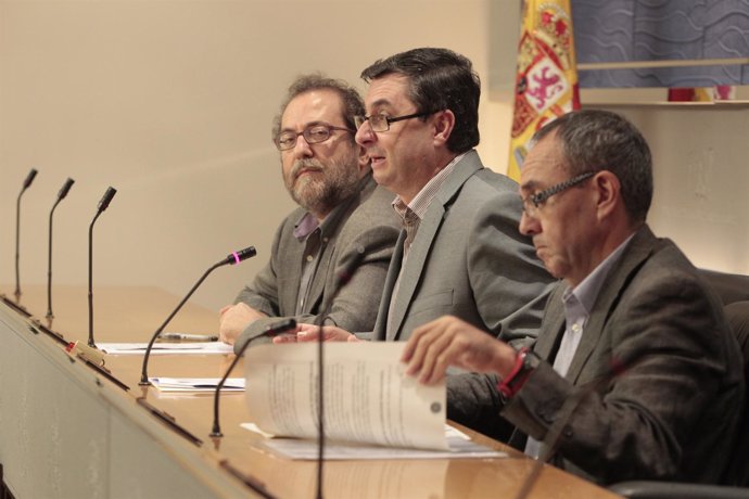 Chesús Yuste (CHA), José Luis Centella (IU) Y Joan Coscubiela (ICV) 