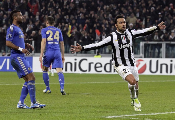 Quagliarella, de la Juventus, celebra un gol ante el Chelsea