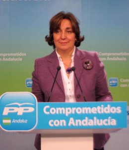 La vicesecretaria de organización del PP-A, Ana María Corredera, hoy en Sevilla