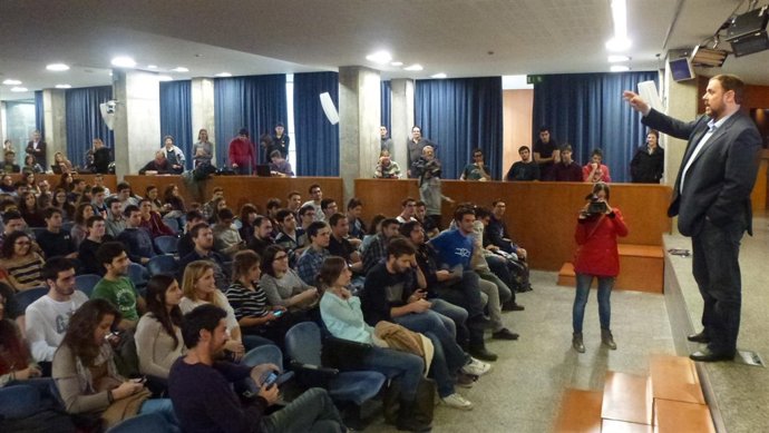 Oriol Junqueras, en un acto en la UPF