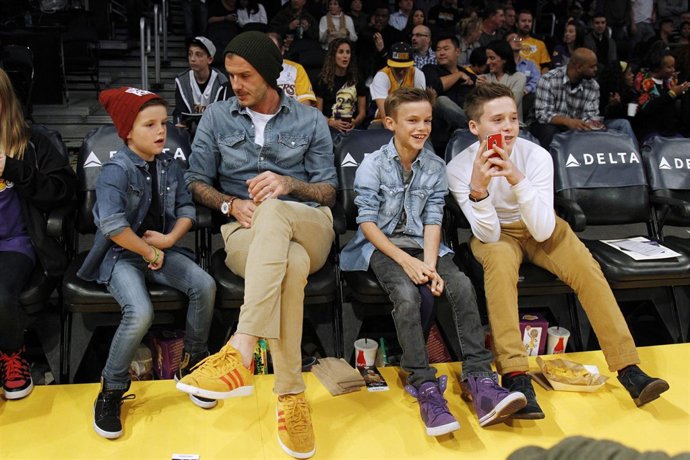 David Beckham y sus tres hijos: Brooklyn Joseph, Romeo James, Cruz David