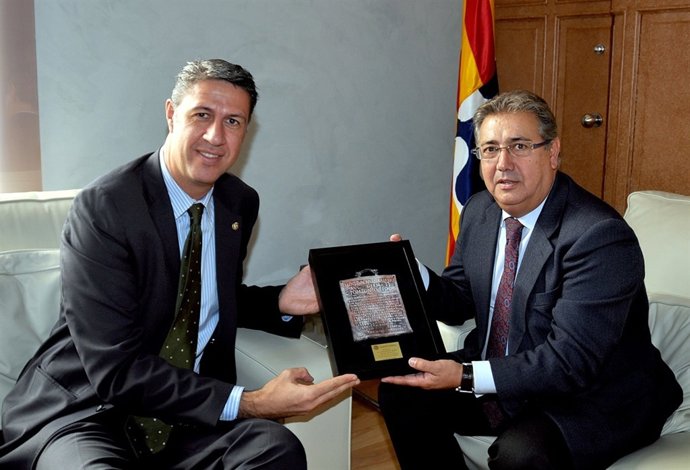 El presidente del PP-A, Juan Ignacio Zoido, hoy en Badalona