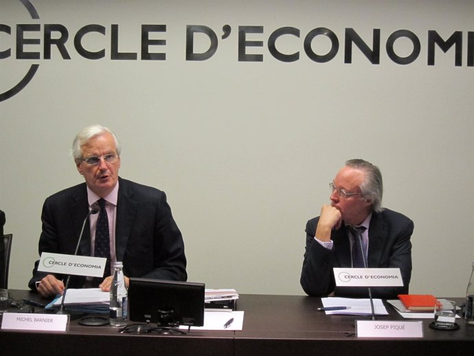 El comisario europeo Michel Barnier y el pte del Círculo de Economía Josep Piqué