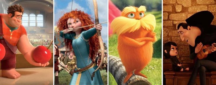Montaje de '¡Rompe Ralph!', 'Brave', 'Lorax' y 'Hotel Transylvania'