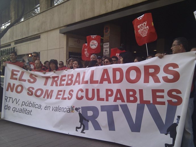 imagen de archivo de una protesta de trabajadores de RTVV