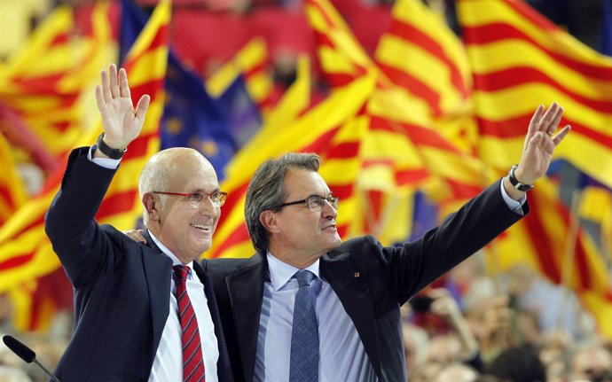 Artur Mas y Josep Antoni Duran i Lleida en el cierre de campaña