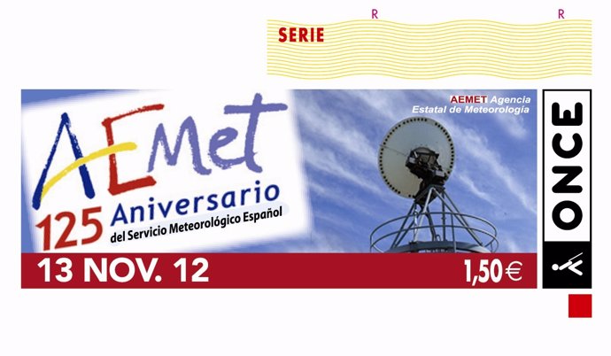 La ONCE dedica el cupón del 13 de noviembre a los 125 años de la AEMET