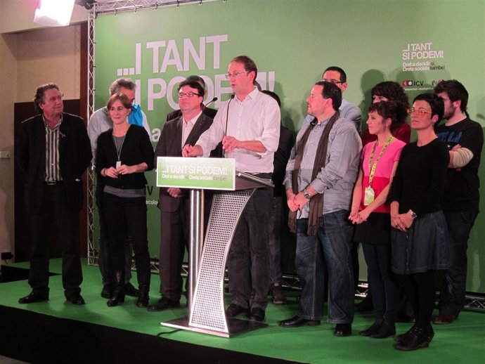 Joan Herrera y los dirigentes de ICV-EUiA