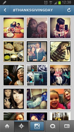 Aplicación Instagram para Android en el Día de Acción de Gracias