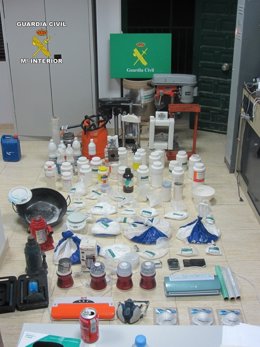 Laboratorio de cocaína incautada en Valencia, proveniente de Huelva.